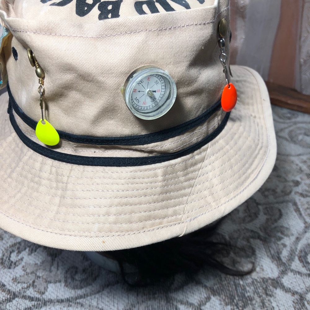 Beige Fishing Bucket Hat with Fun Patches - Picture 3 of 8